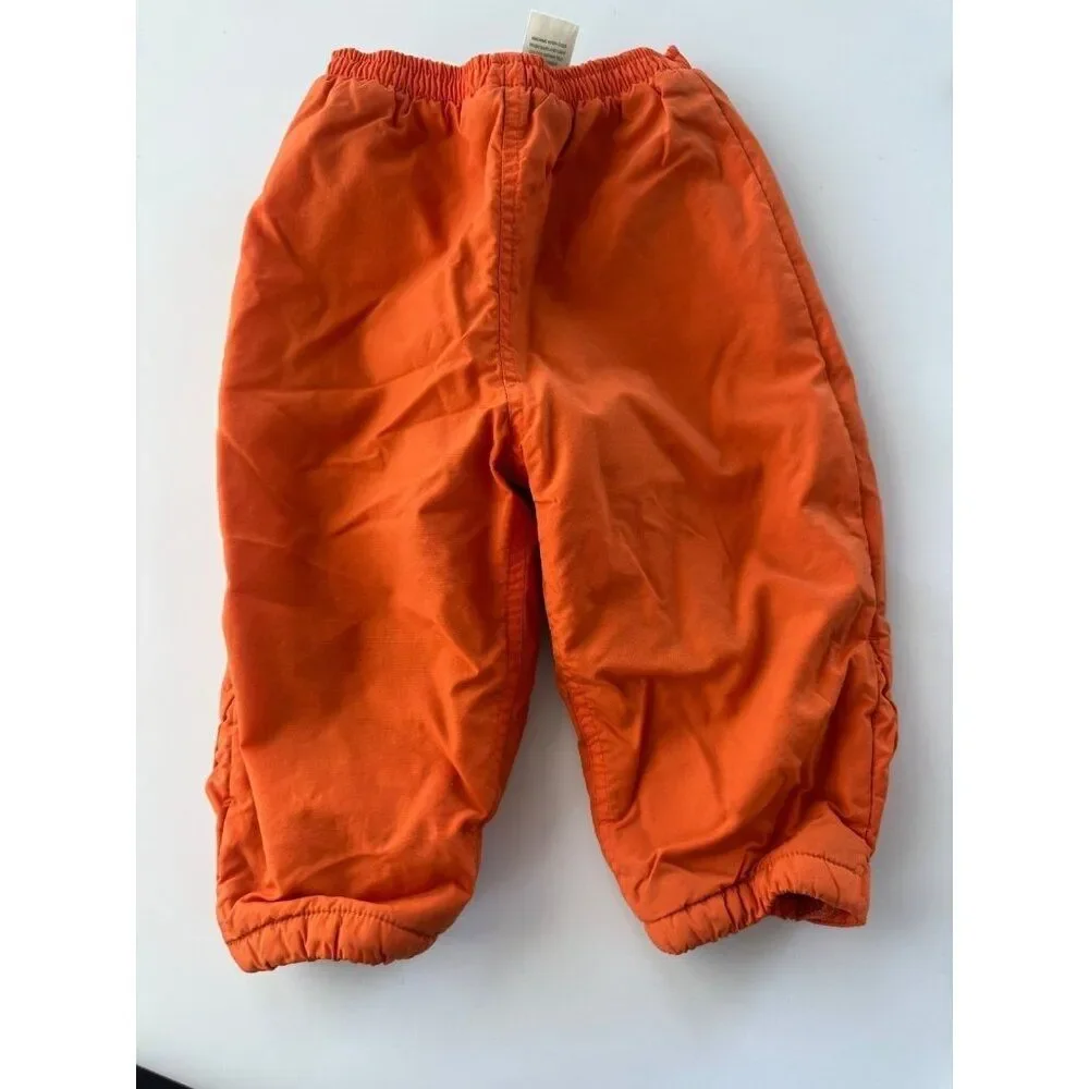 L.L. Bean Baby 18 Month Fleece Insulated Orange Nylon Snowpant Pull On